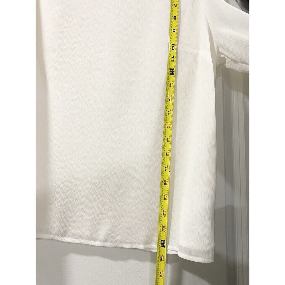 NWT J.Crew Factory Ivory Smocked Cuff Blouse Medium Puff Sleeve Work Office Top - Picture 7 of 13